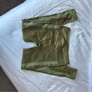Fabletics Olive Green Leggings with Chevron Pattern